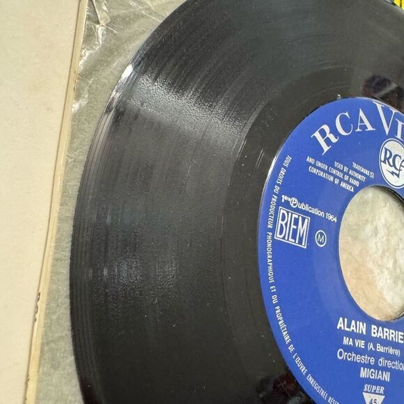 Vtg Vinyl Record 45 RPM Alain Barriere Ma Vie Ref 86.053 M RCA 7" Single France - Picture 5 of 8